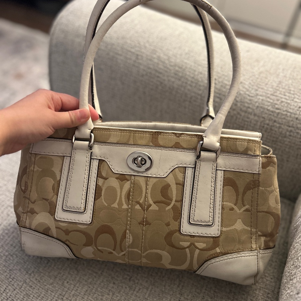 Coach Hampton Optic Signature Stripe Medium Carryall Satchel